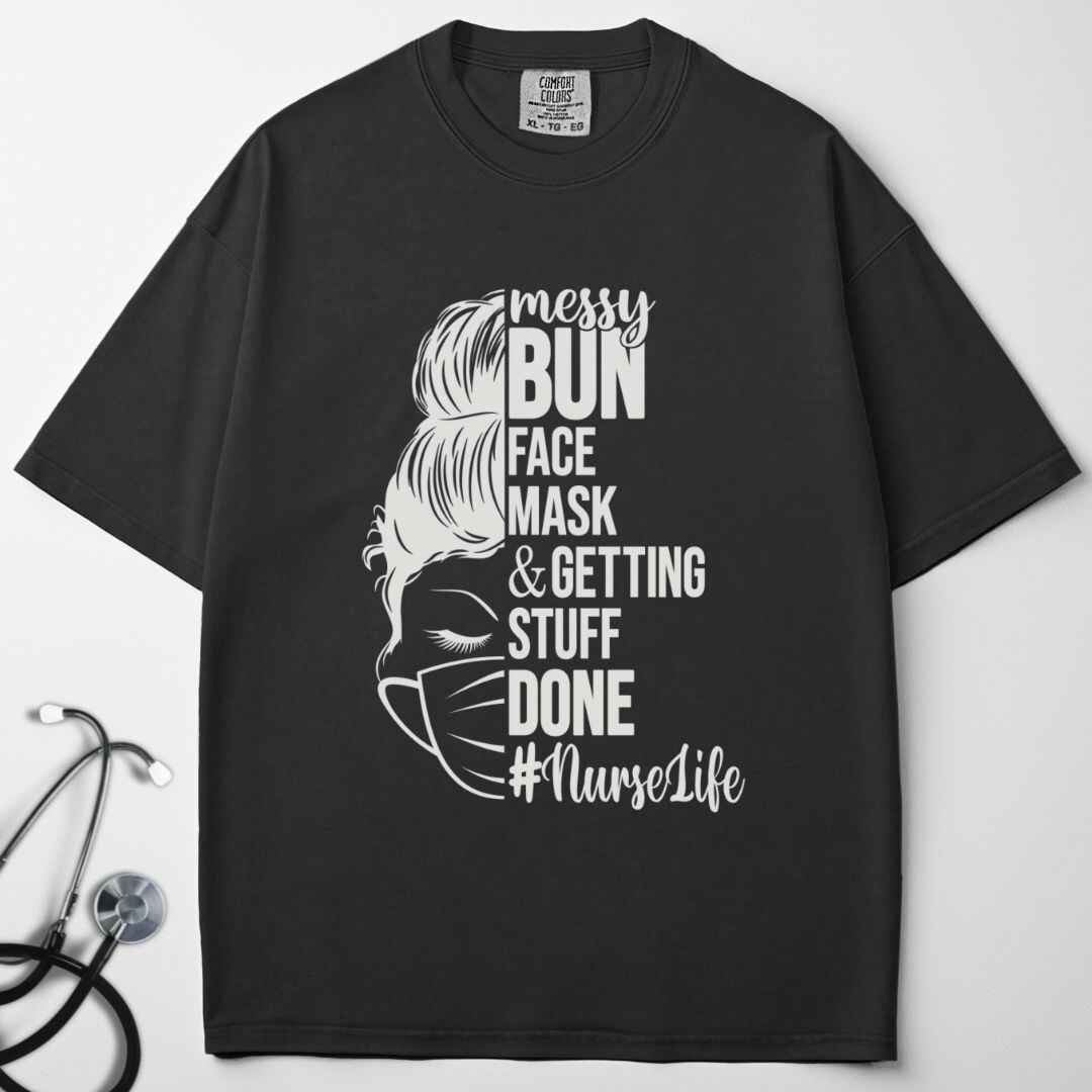 Messy Bun Half Face T-shirt