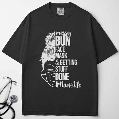 Messy Bun Half Face T-shirt