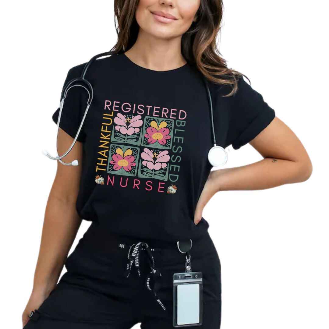 Thankful & Blessed Registered Nurse Fall T-shirt