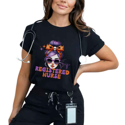 Registered Nurse Messy Hair Halloween T-shirt