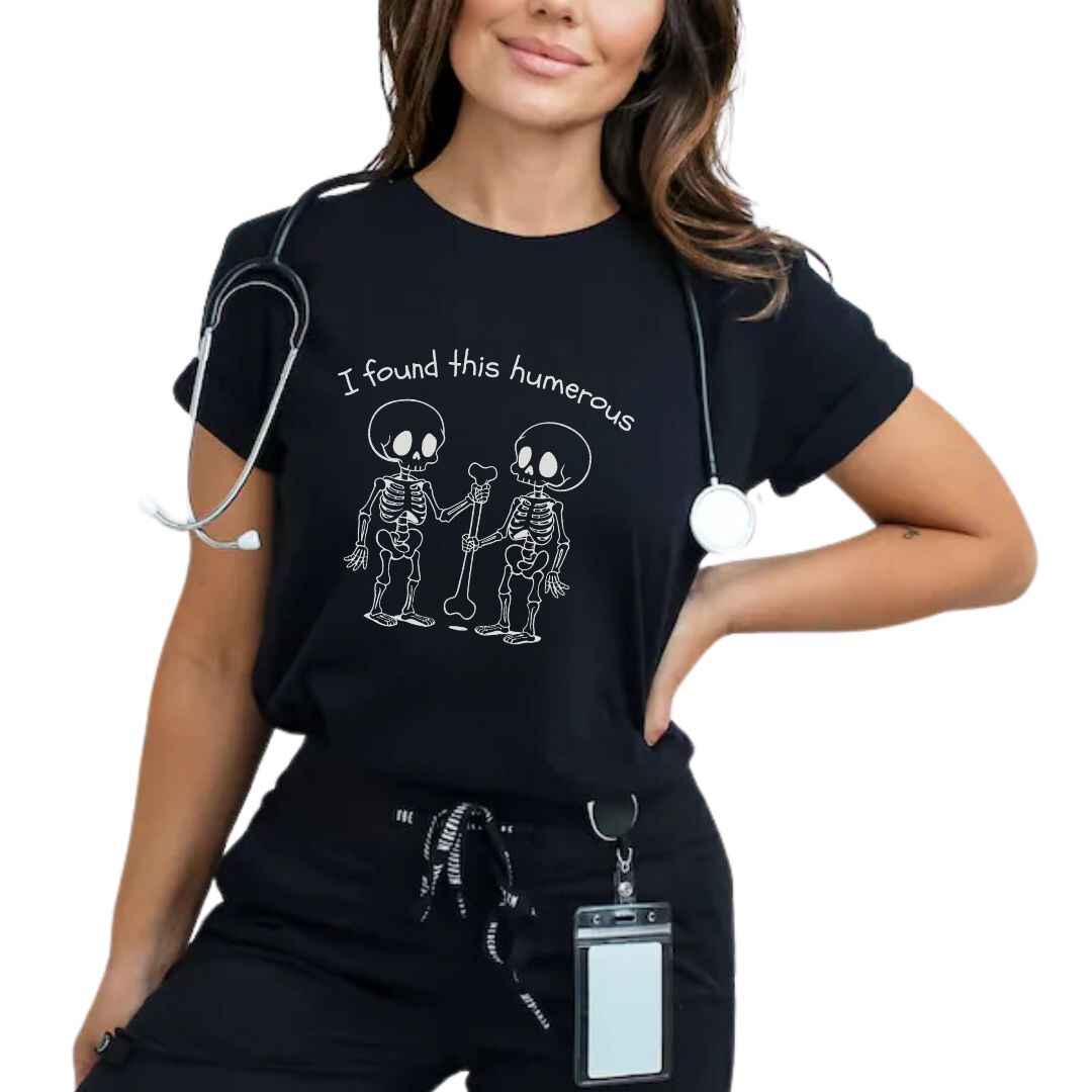 I Found This Humerous Funny Skeleton Nurse T-shirt