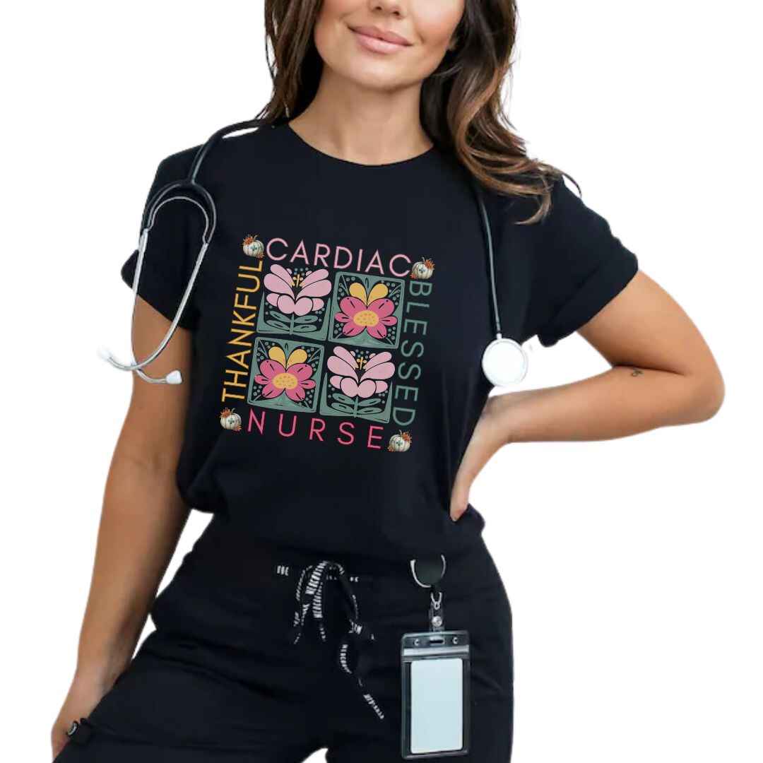 Thankful & Blessed Cardiac Nurse Fall T-shirt