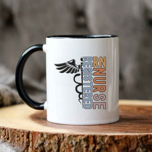 Registered Nurse Half RN_ Half Medical Caduceus Symbol_ Mug