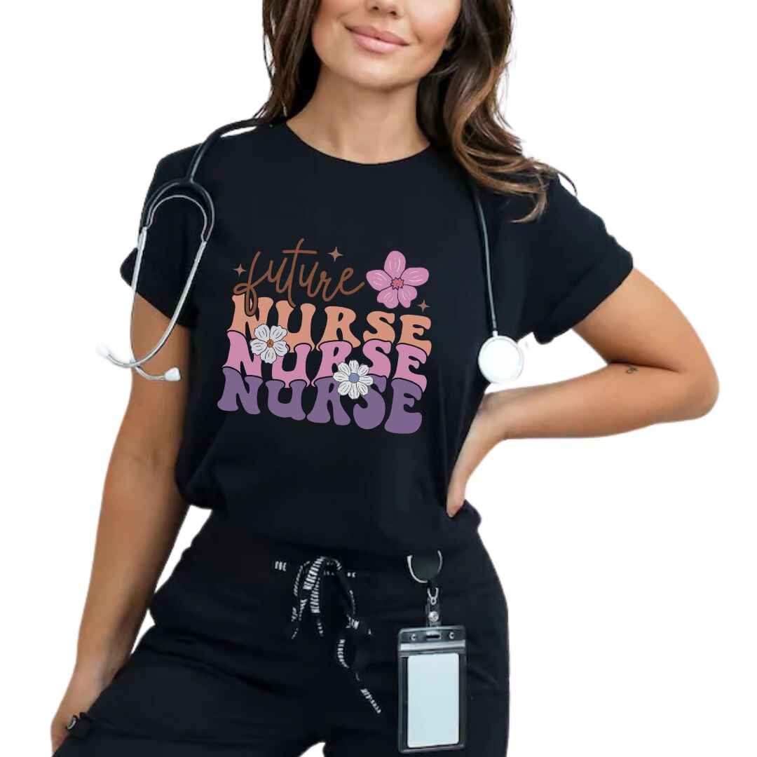 Retro Wavy Future Nurse T-shirt