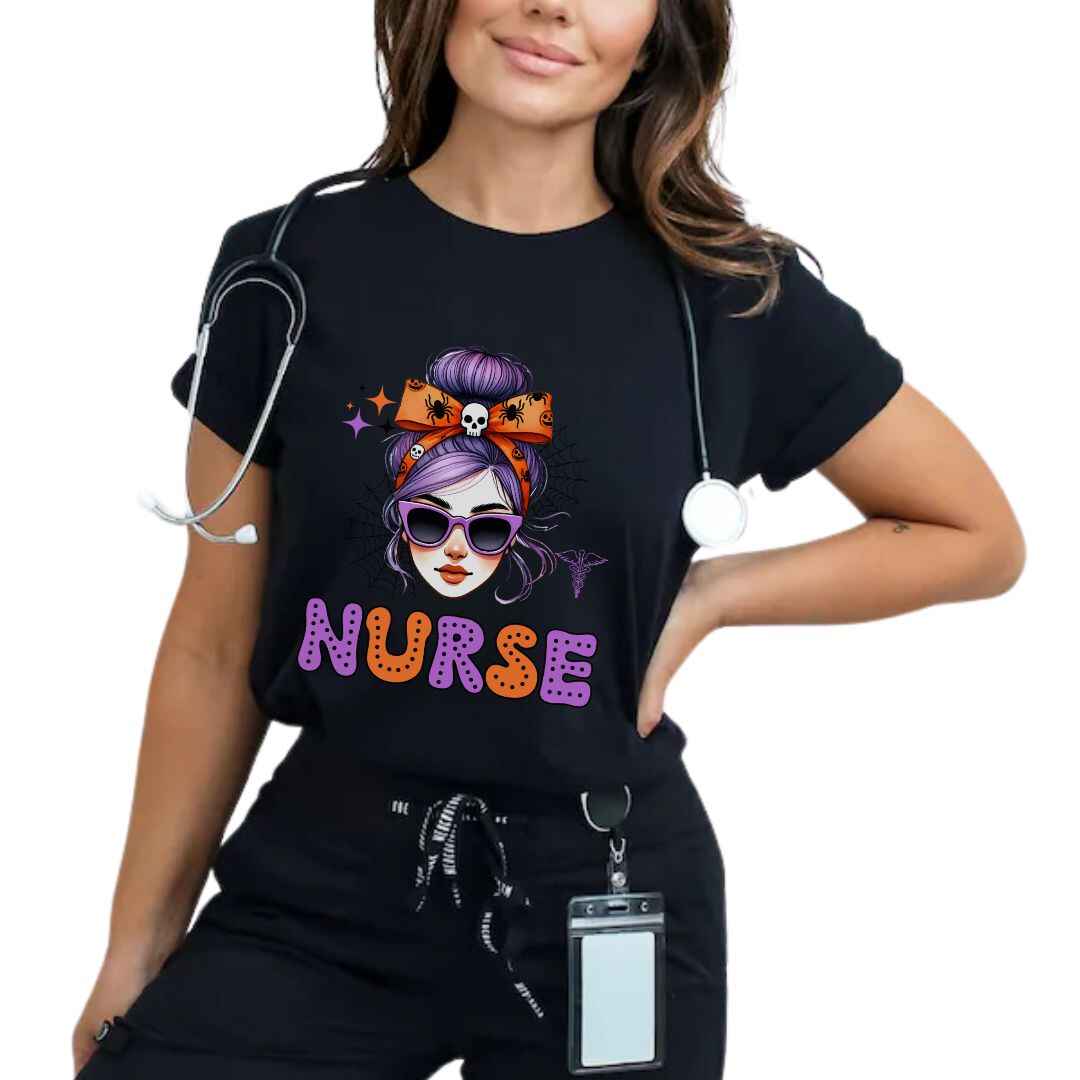 General Nurse Messy Hair Halloween T-shirt