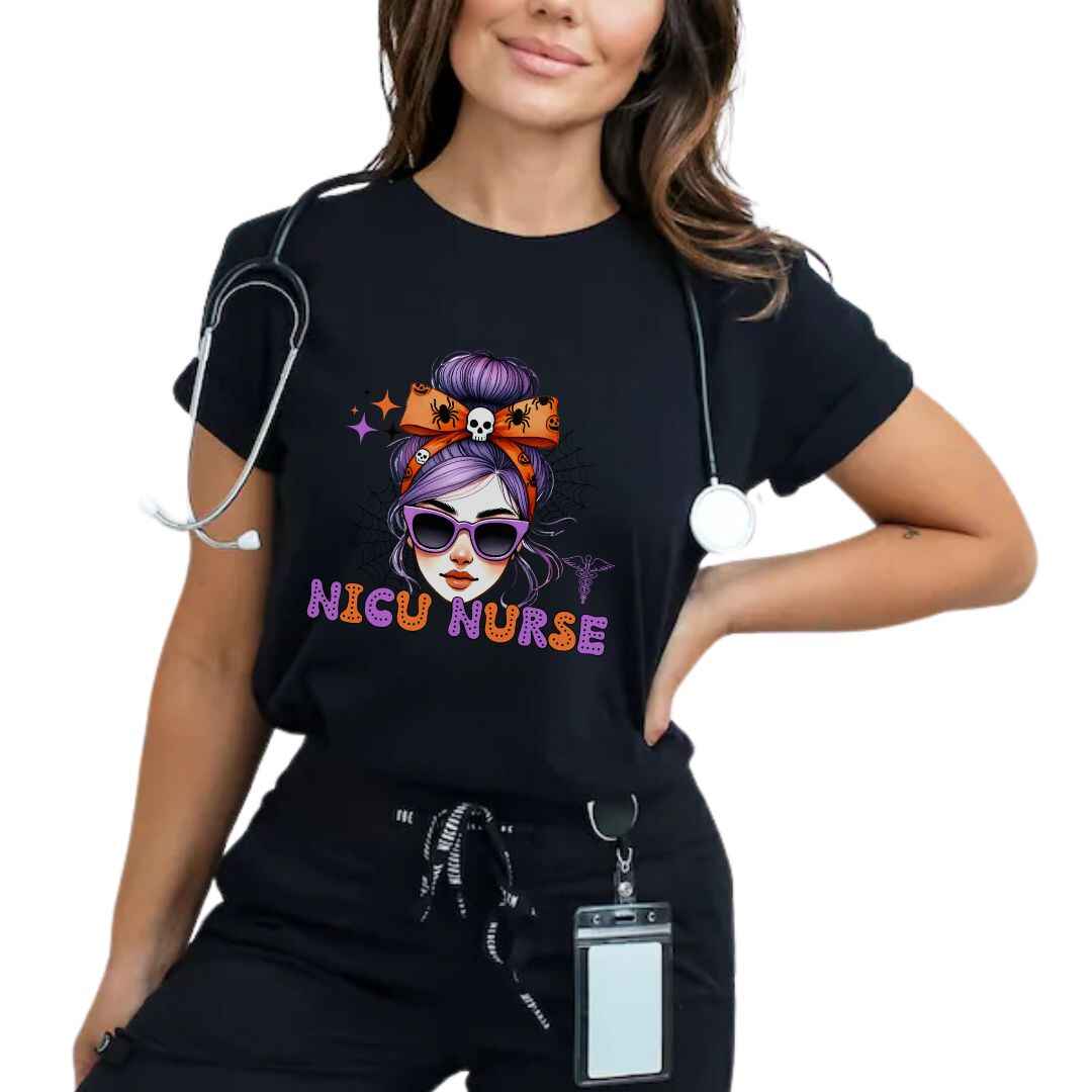 Nicu Neonatal Nurse Messy Hair Halloween T-shirt