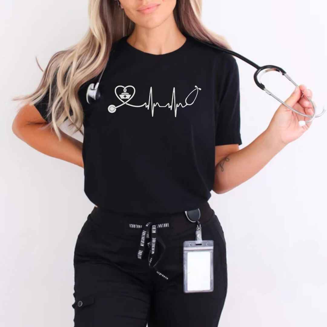 Heart, EKG Stethoscope Minimalist T-shirt