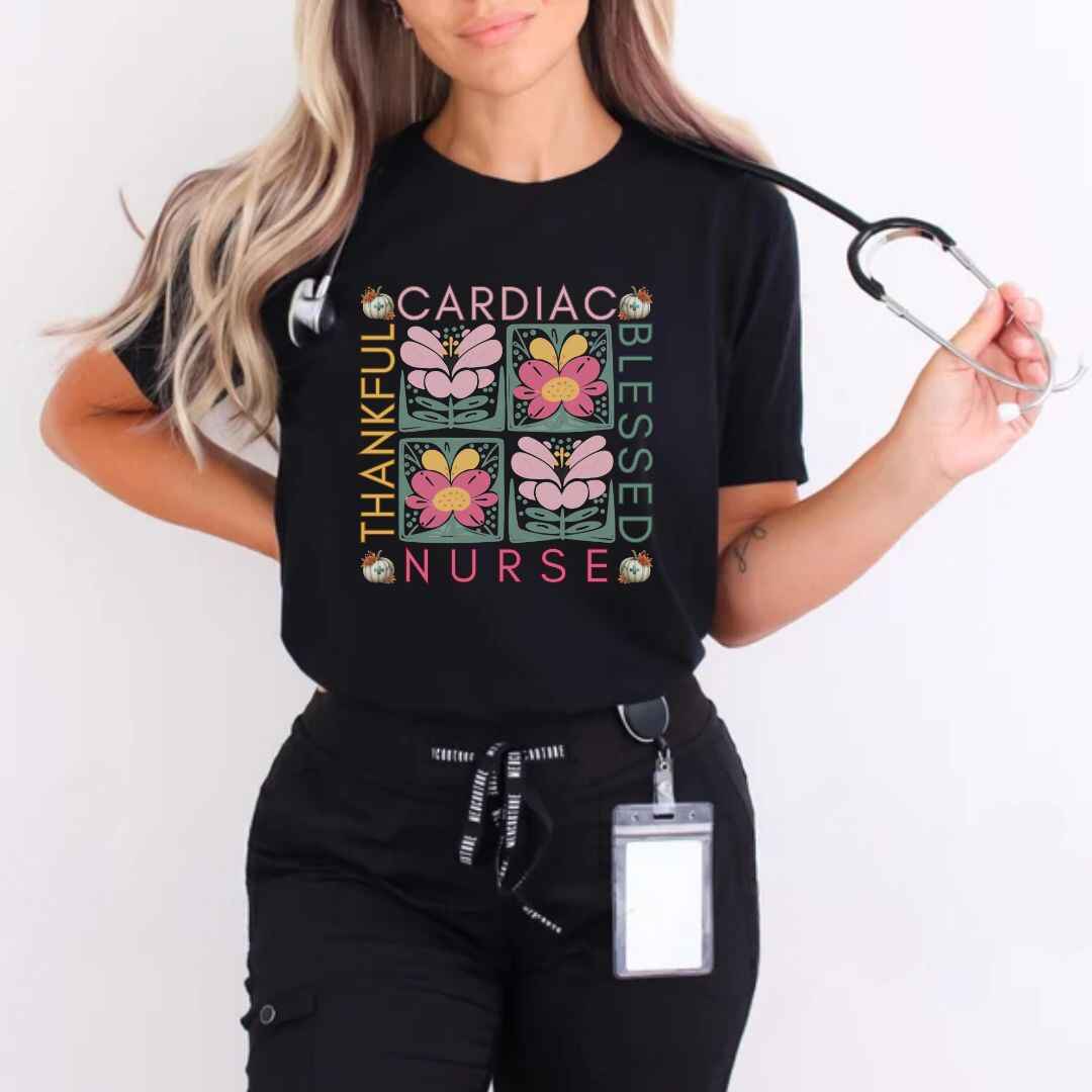 Thankful & Blessed Cardiac Nurse Fall T-shirt