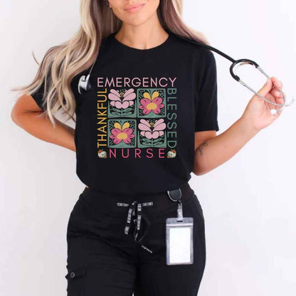 Thankful & Blessed Emergency Nurse Fall T-shirt