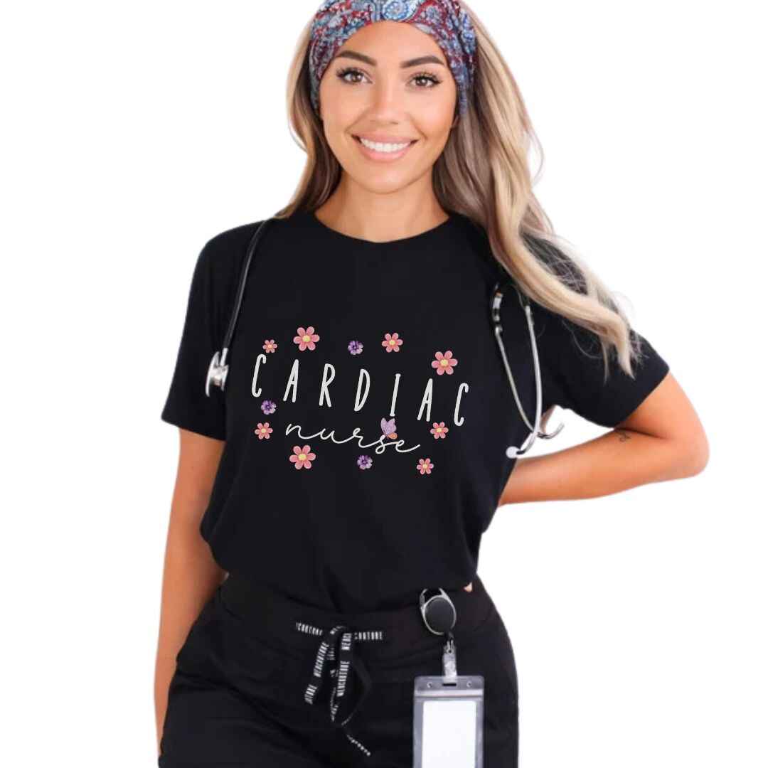 Cardiac Nurse Floral T-shirt