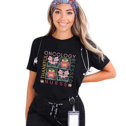 Thankful & Blessed Oncology Nurse Fall T-shirt