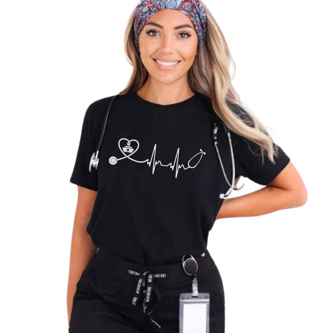 Heart, EKG Stethoscope Minimalist T-shirt