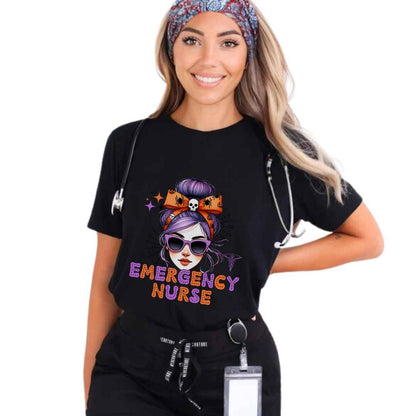 Emergency Nurse Messy Hair Halloween T-shirt