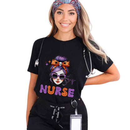 General Nurse Messy Hair Halloween T-shirt