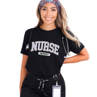 Emergency Nurse Bright Floral College T-shirt