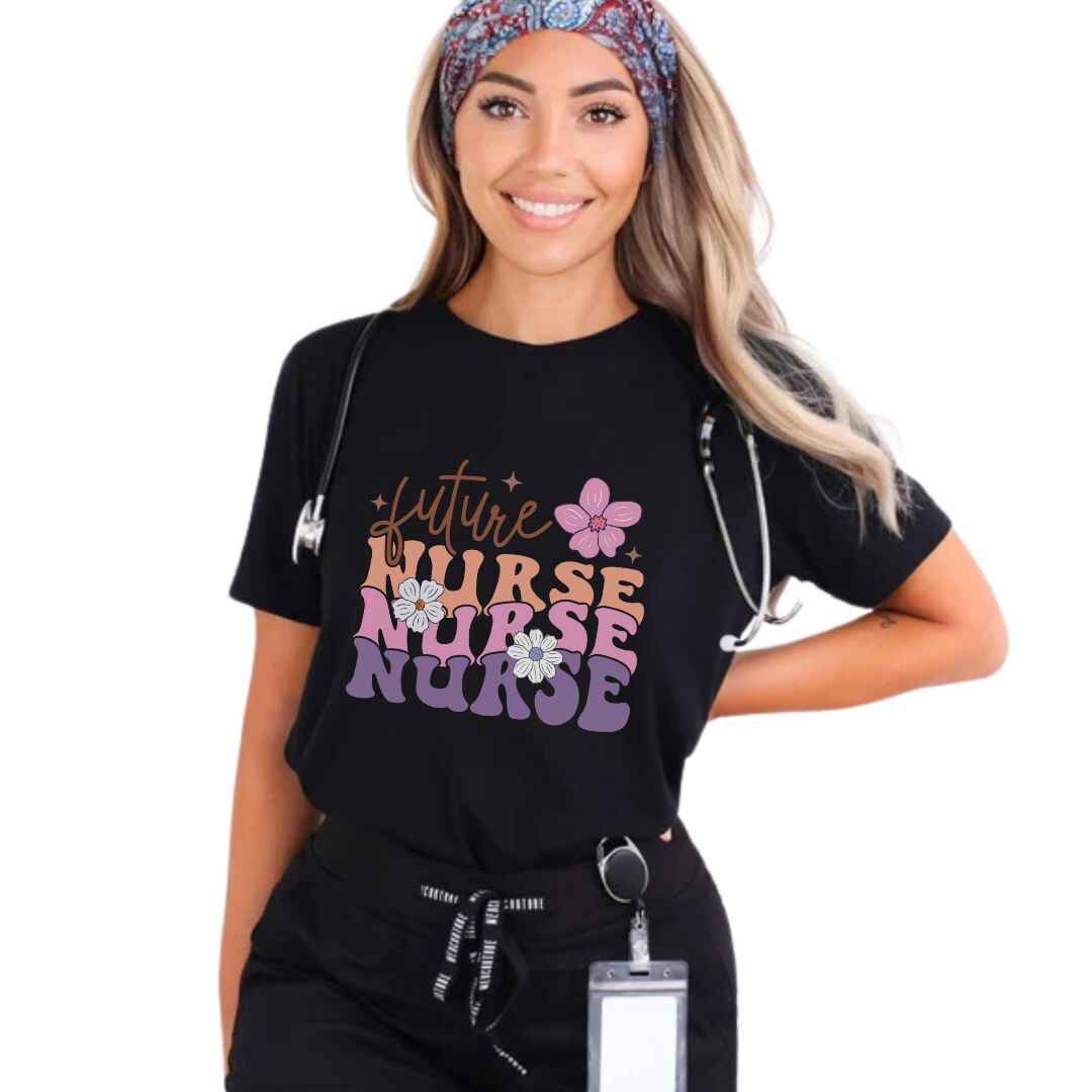 Retro Wavy Future Nurse T-shirt