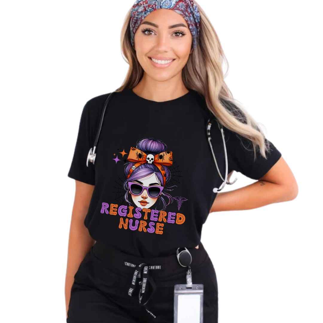 Registered Nurse Messy Hair Halloween T-shirt