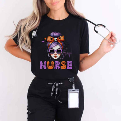 General Nurse Messy Hair Halloween T-shirt