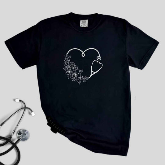 General Nurse Heart Stethoscope Minimal T-shirt