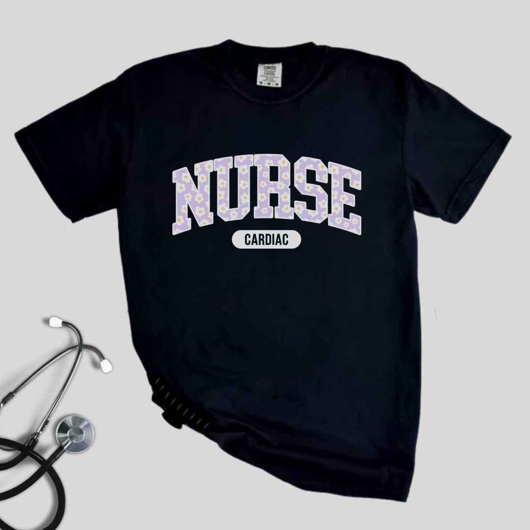 Cardiac Nurse Bright Floral College T-shirt