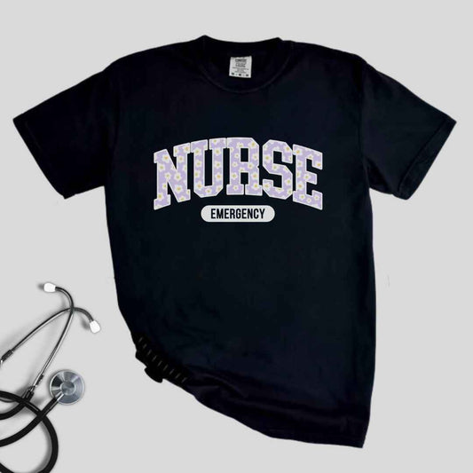 Emergency Nurse Bright Floral College T-shirt