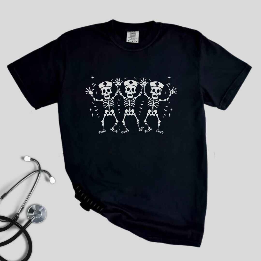 Spooky Dancing Skeletons Funny Nurse T-shirt