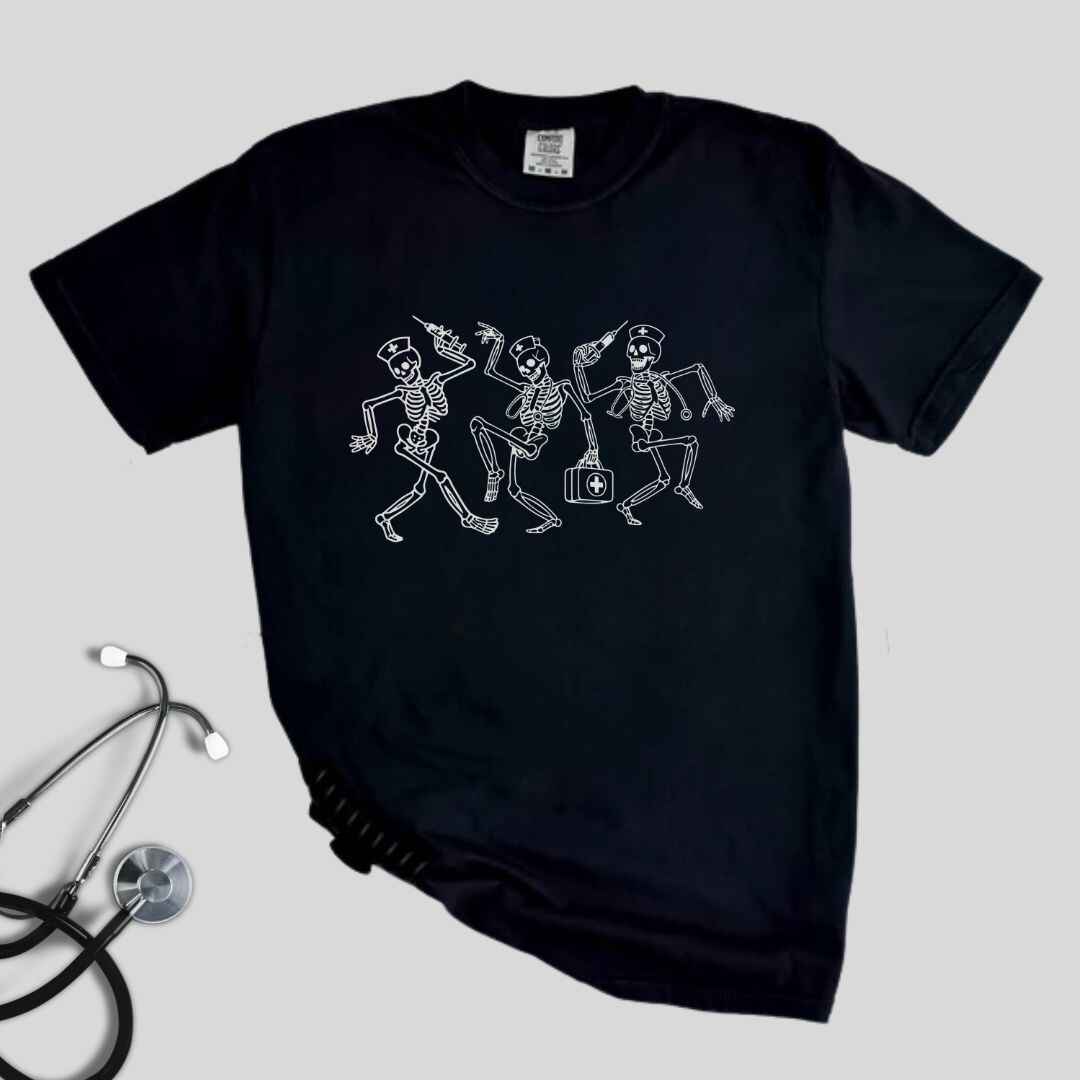 Dancing Skeletons Funny Nurse T-shirt