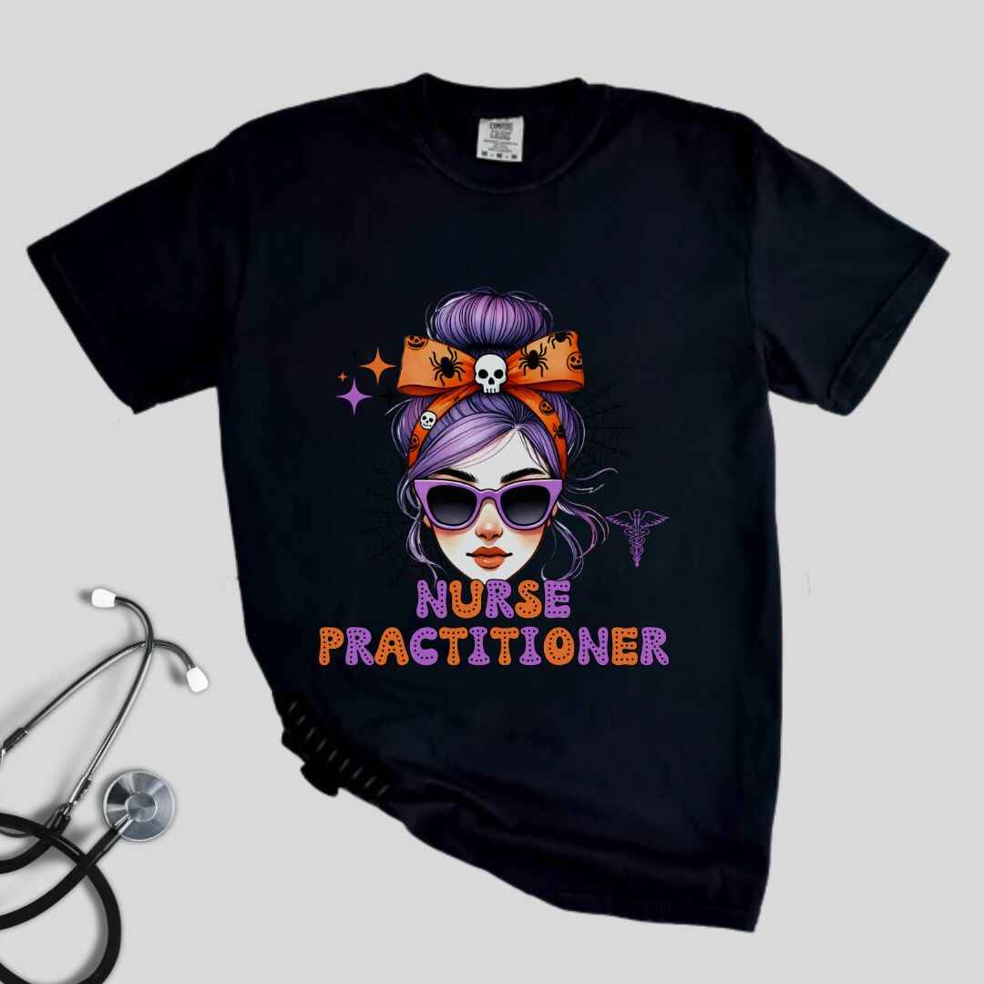 Nurse Practitioner Messy Hair Halloween T-shirt