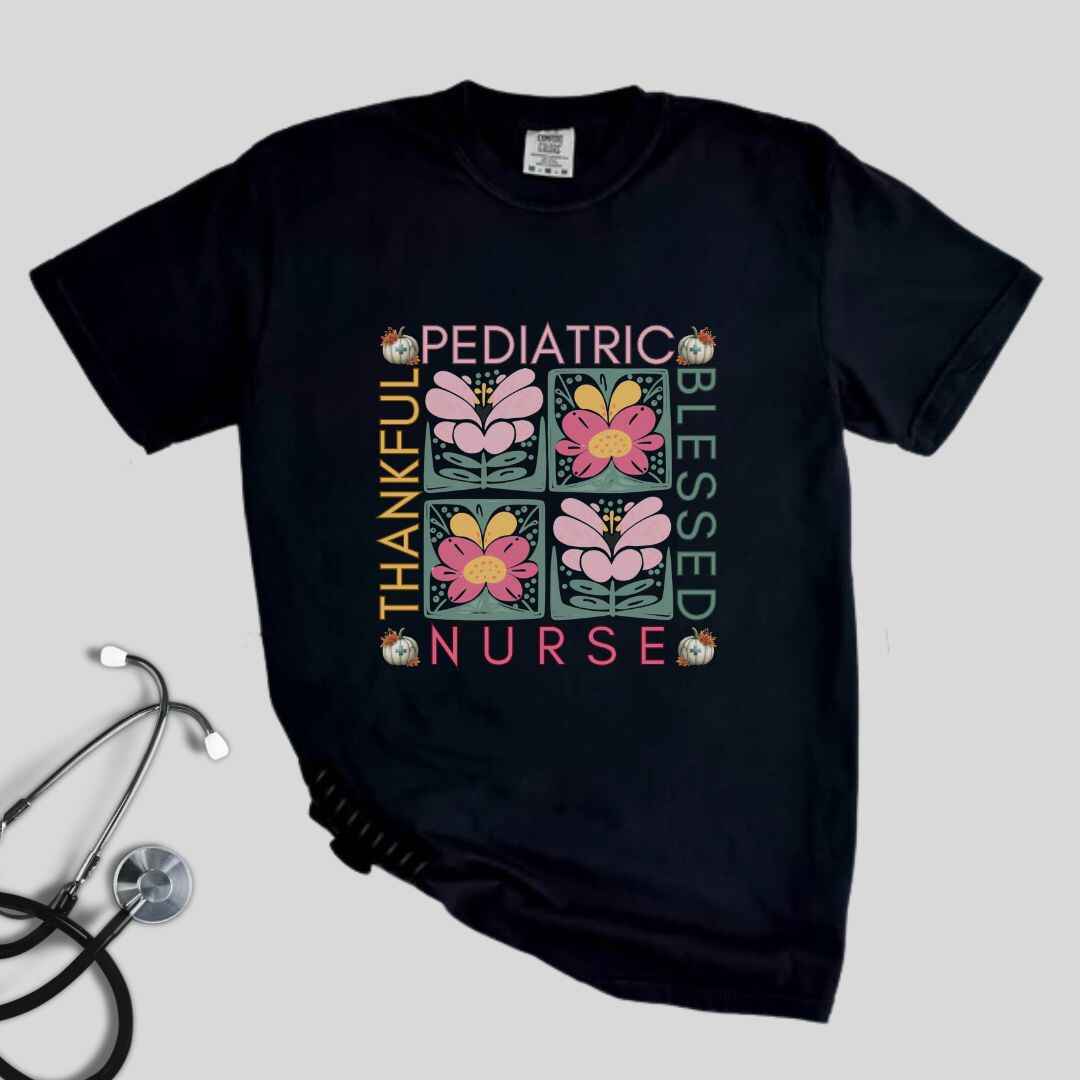 Thankful & Blessed Pediatric Nurse Fall T-shirt