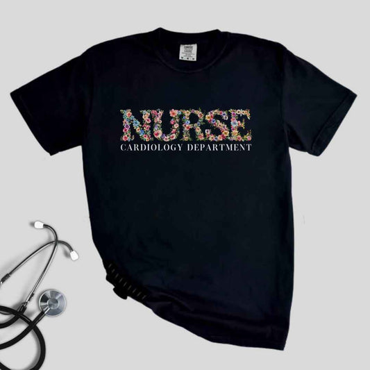 Cardiac Nurse Cardiology Department Floral T-shirt