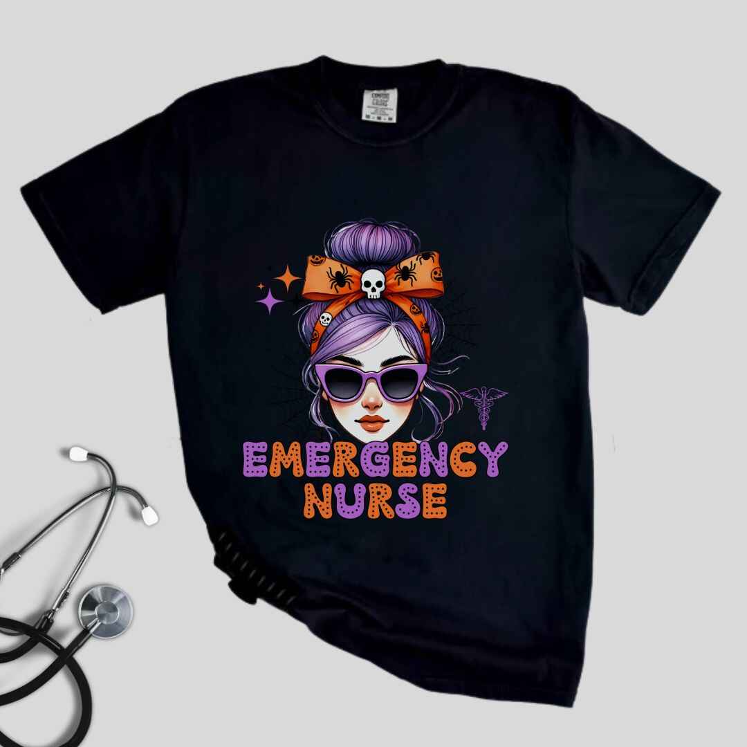 Emergency Nurse Messy Hair Halloween T-shirt