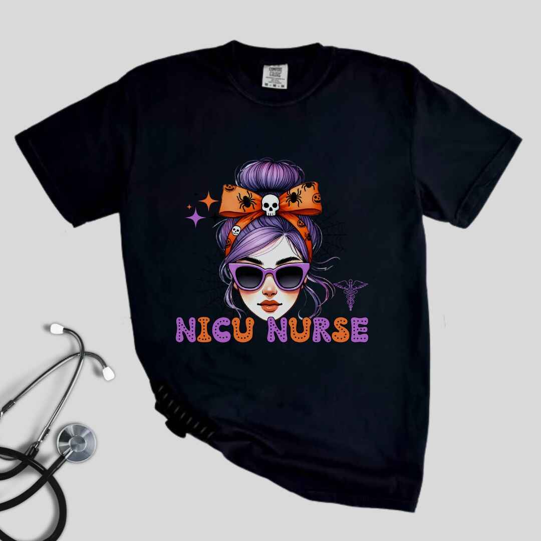 Nicu Neonatal Nurse Messy Hair Halloween T-shirt