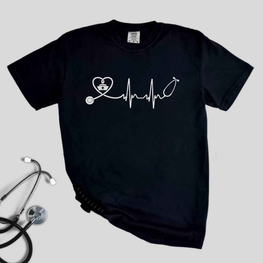 Heart, EKG Stethoscope Minimalist T-shirt