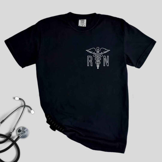 Registered Nurse Medical 'Caduceus' Symbol Pocket Design T-shirt