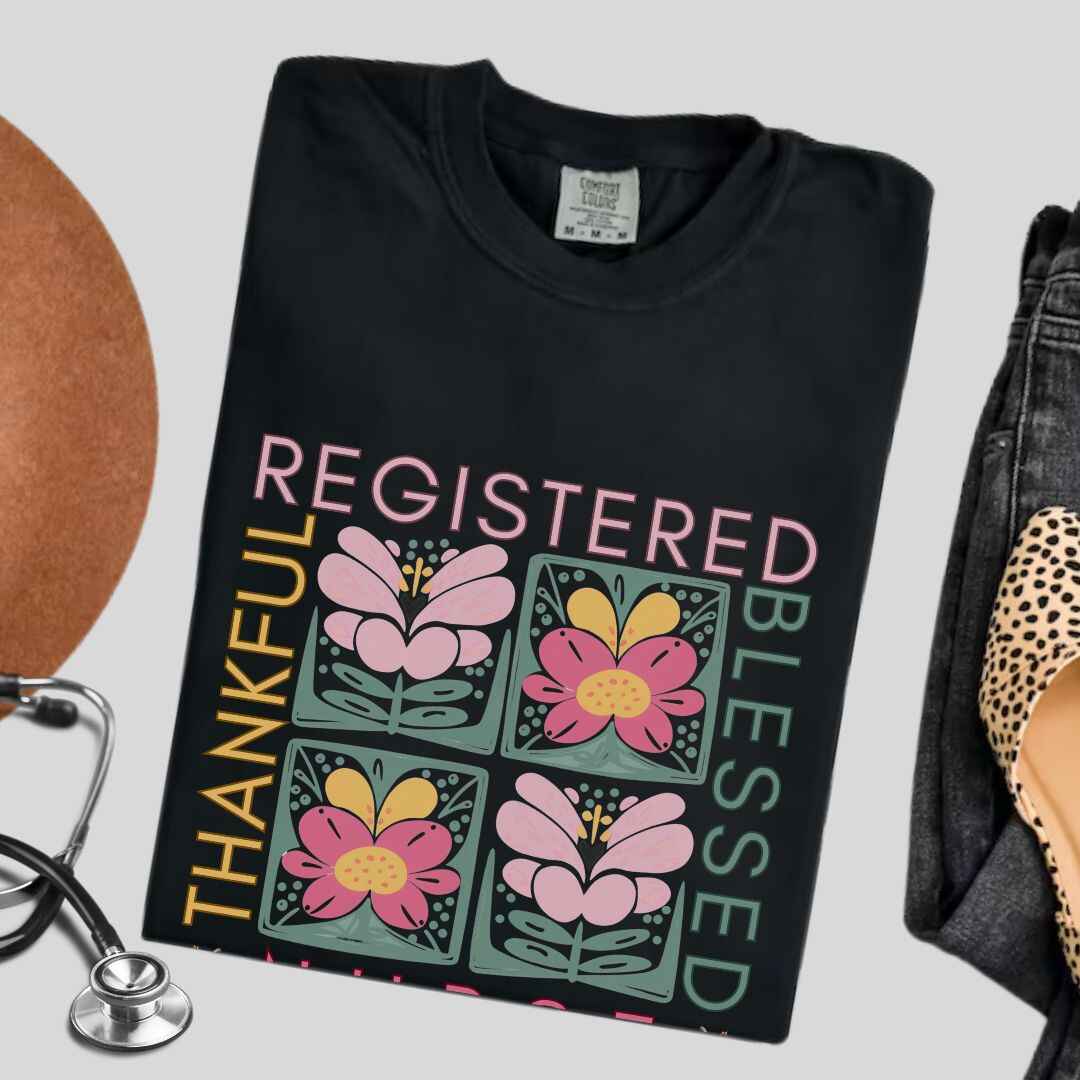 Thankful & Blessed Registered Nurse Fall T-shirt