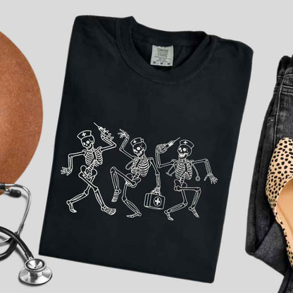 Dancing Skeletons Funny Nurse T-shirt