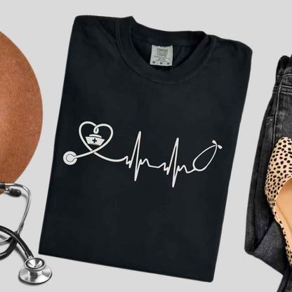 Heart, EKG Stethoscope Minimalist T-shirt