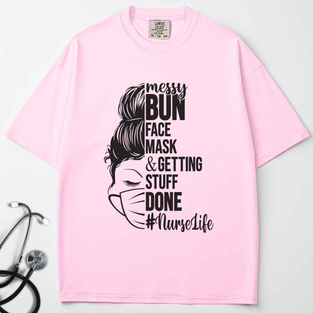 Messy Bun Half Face T-shirt