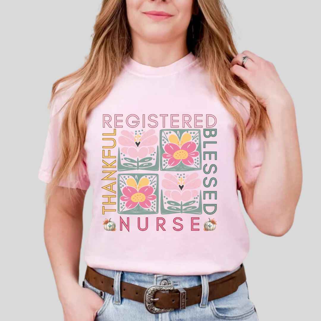 Thankful & Blessed Registered Nurse Fall T-shirt