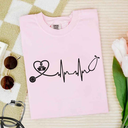 Heart, EKG Stethoscope Minimalist T-shirt