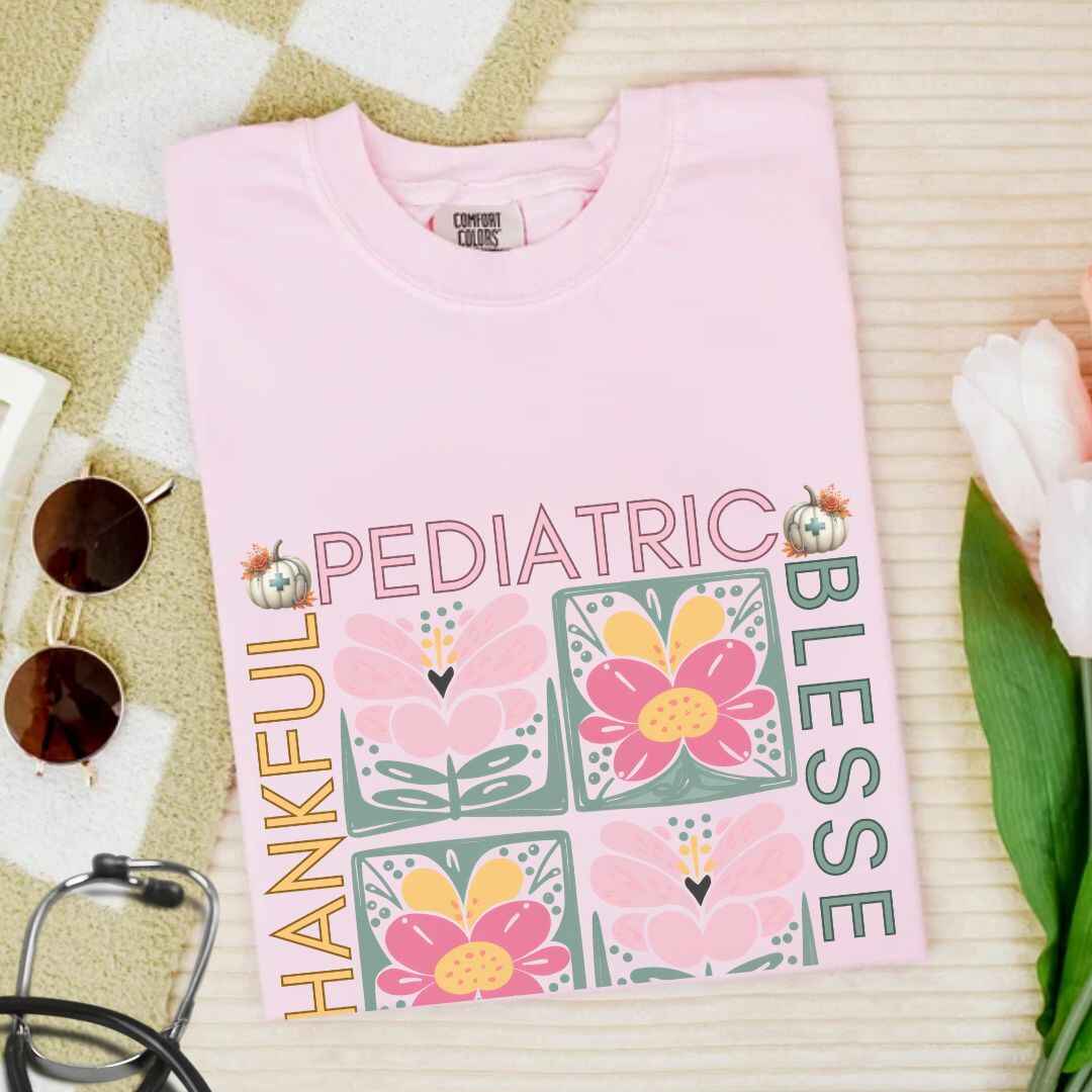 Thankful & Blessed Pediatric Nurse Fall T-shirt