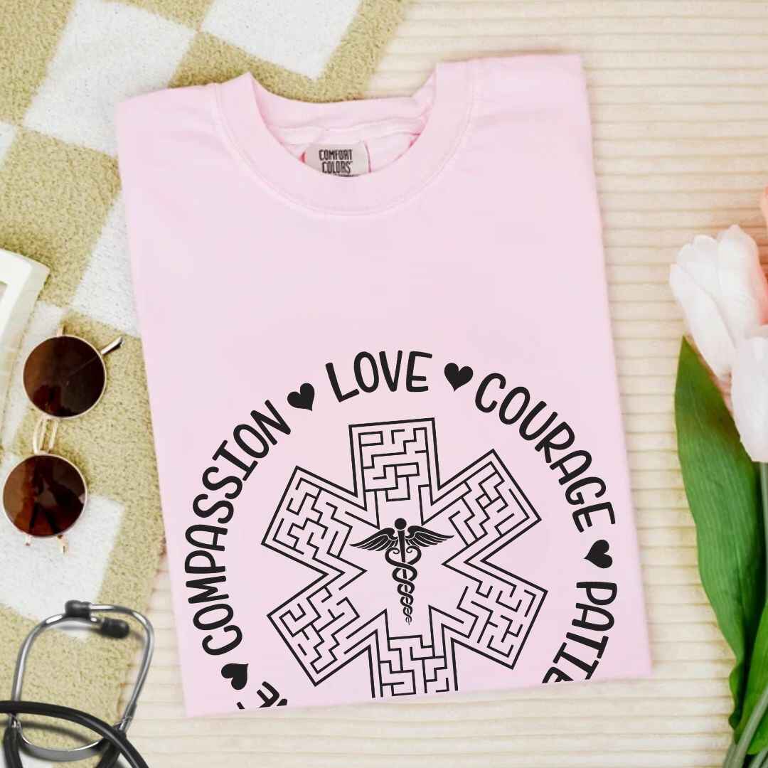 Compassion, Love, Courage Medical Symbol T-shirt