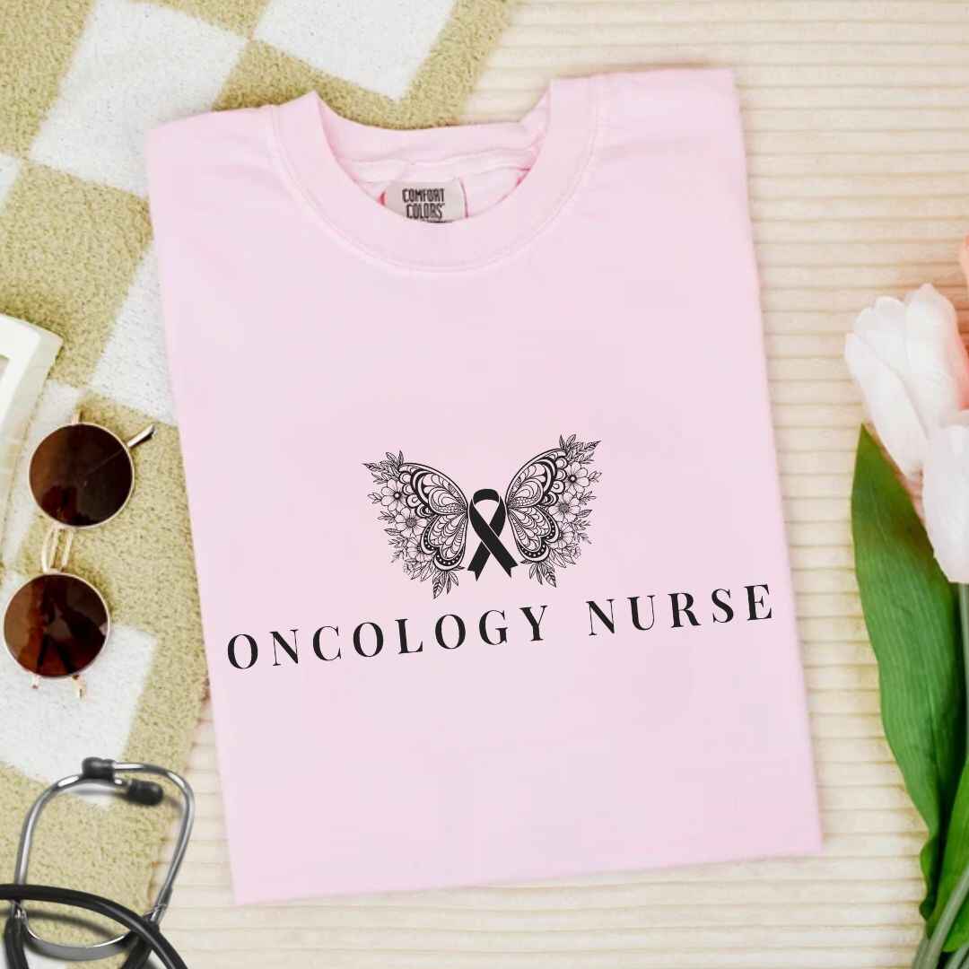 Oncology Nurse Cancer Butterfly Minimalist T-shirt