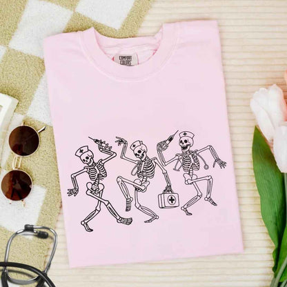 Dancing Skeletons Funny Nurse T-shirt