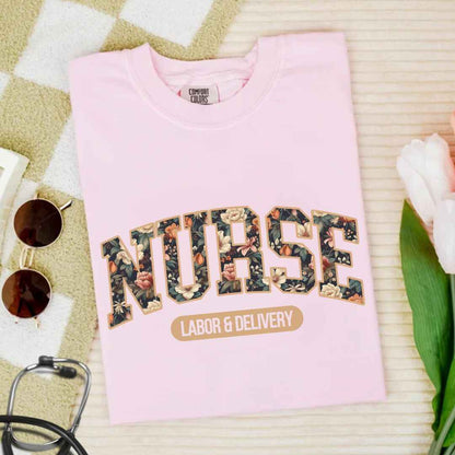 Labor And Delivery L&D Nurse Fall Floral College T-shirt