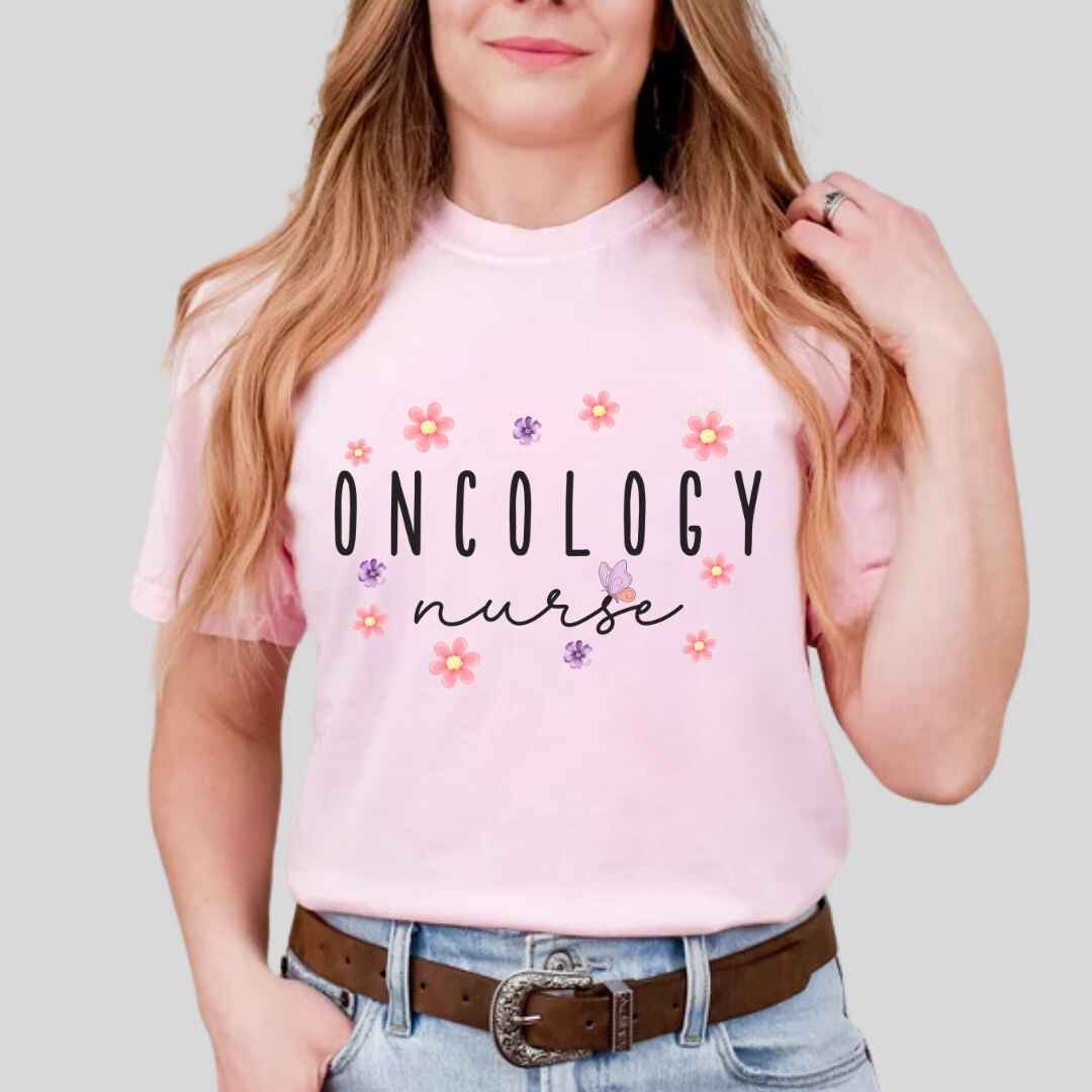 Oncology Nurse Floral T-shirt