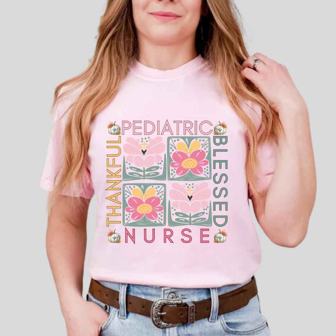 Thankful & Blessed Pediatric Nurse Fall T-shirt