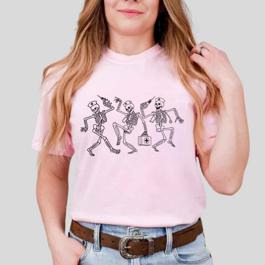 Dancing Skeletons Funny Nurse T-shirt