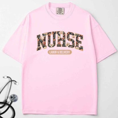 L&D Nurse Fall Floral College T-shirt