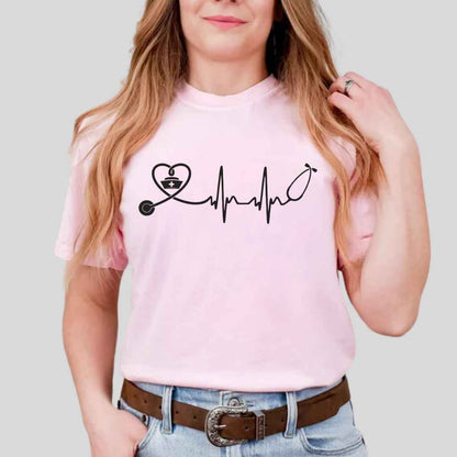 Heart, EKG Stethoscope Minimalist T-shirt